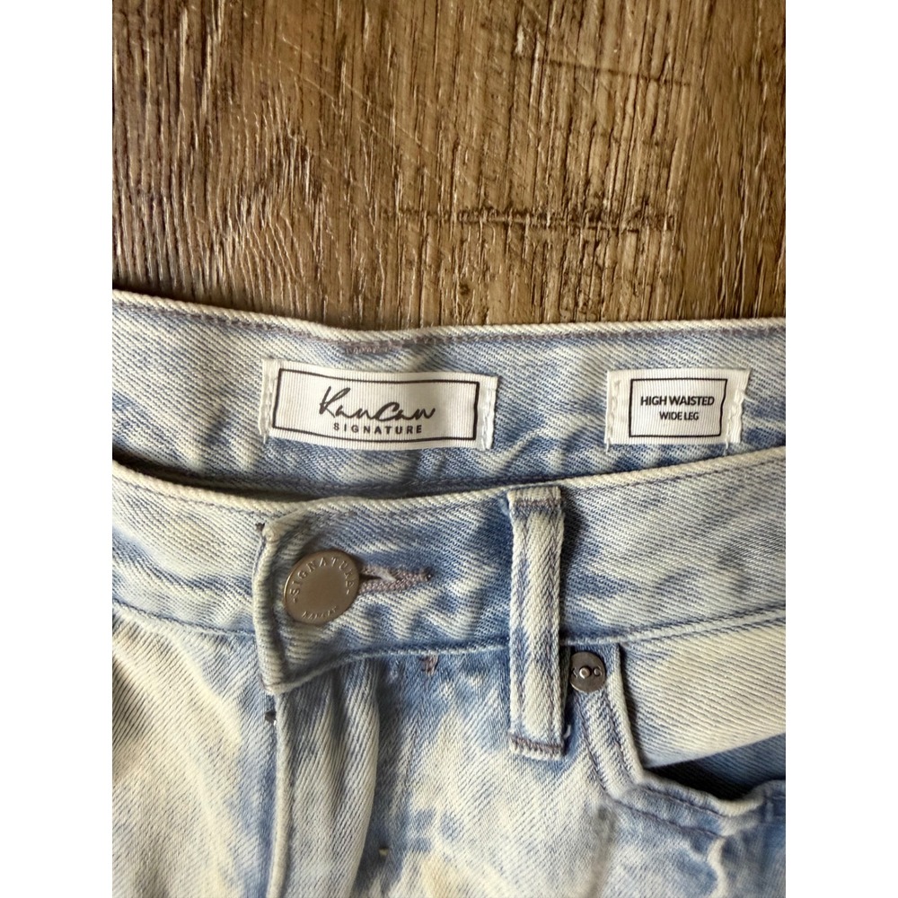 KanCan Signature High Waisted Wide Leg Distressed Jeans Light Acid Wash Size 27 - Picture 2 of 11